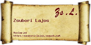 Zsubori Lajos névjegykártya